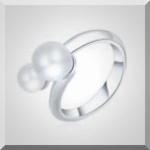Silver Tone Double Pearl Ring Size Scant 6.5